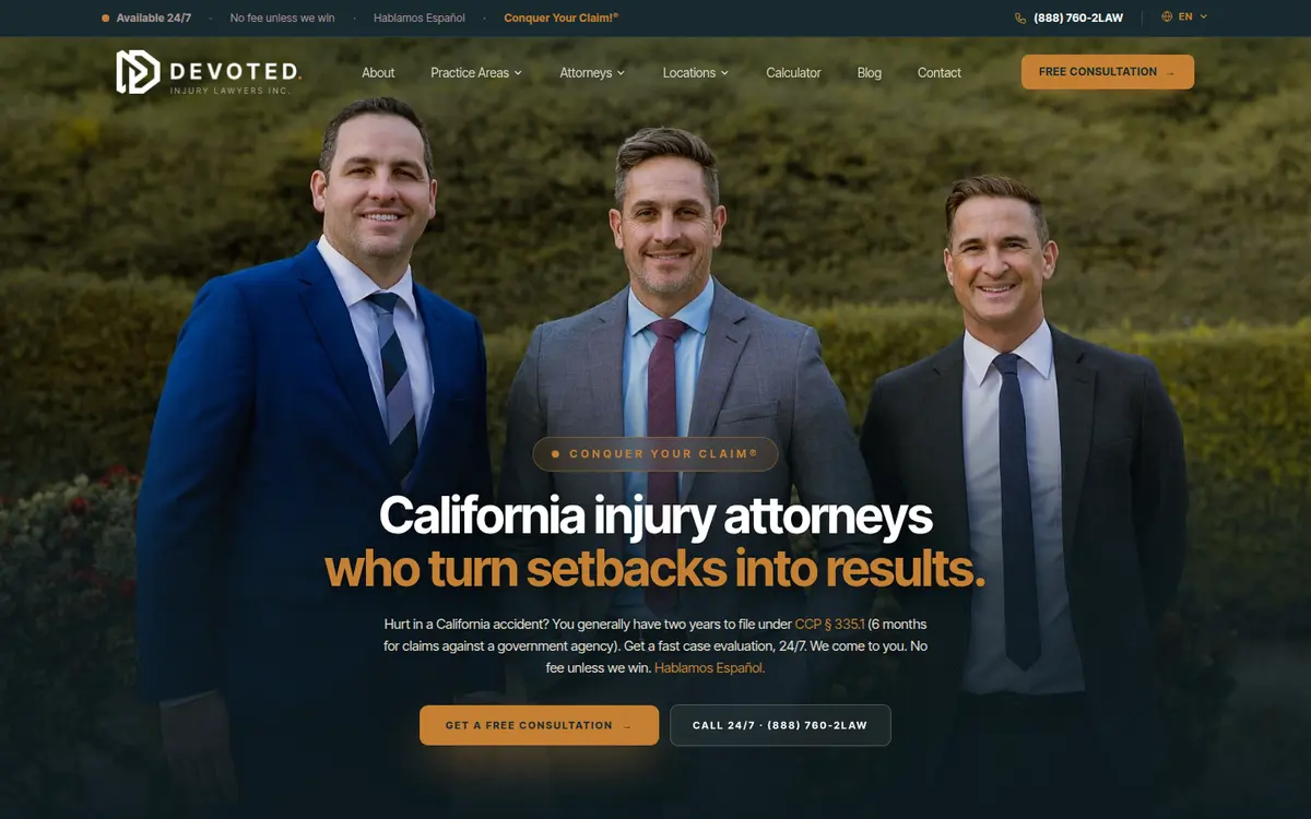 Devoted Injury Lawyers homepage