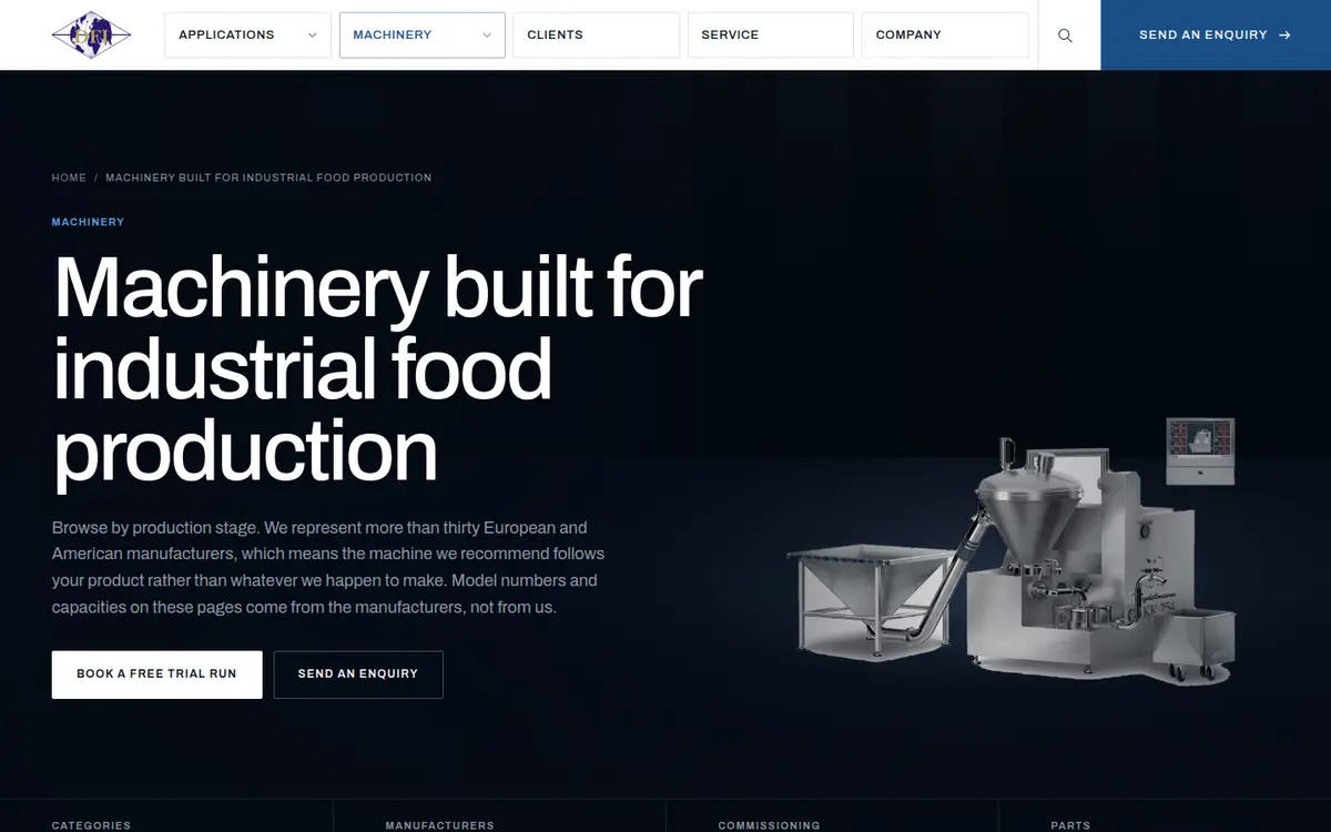 Dr. Froeb India machinery page: Machinery built for industrial food production