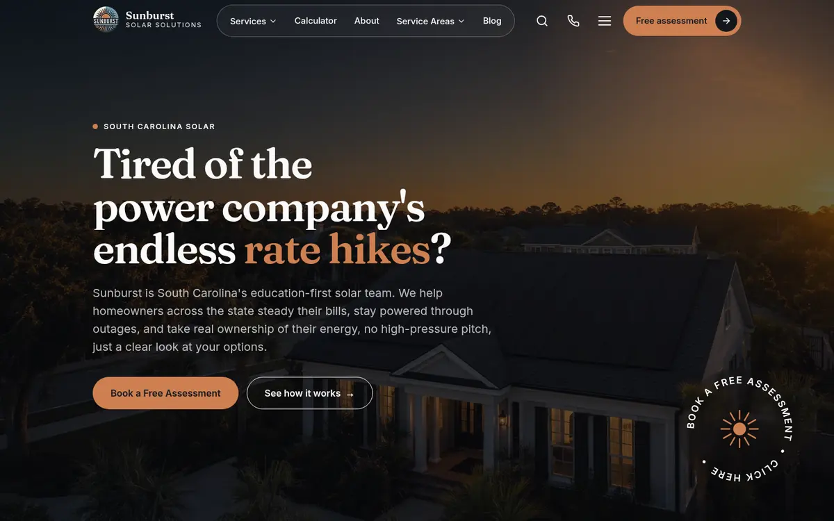 Sunburst Solar Solutions homepage